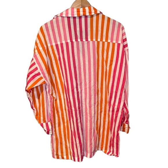 Beach Riot Pink and Orange Striped Button Down Shirt - Picture 5 of 11